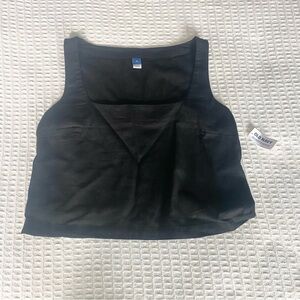 Old Navy black sleeveless linen crop tank size Medium NWT